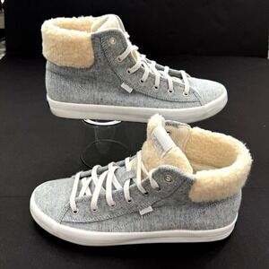 Keds Kickstart Hi Top TRX Shearling Sneaker Shoe Women US 9.5 Denim Lace Up Hi